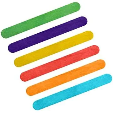 Okllen 1000 Pack Colored Craft Sticks, 6 Inch Wooden Popsicle Sticks, Ice Pop Ice Cream Sticks Jumbo Wood Sticks for Kids' Art, DIY Projects, Home Classroom Craft Supplies