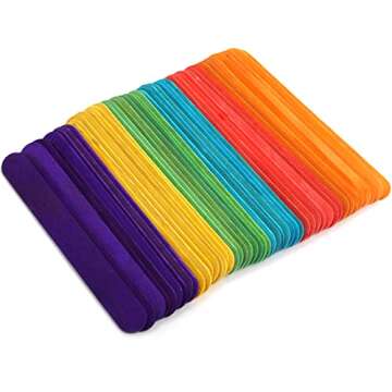 Okllen 1000 Pack Colored Craft Sticks, 6 Inch Wooden Popsicle Sticks, Ice Pop Ice Cream Sticks Jumbo Wood Sticks for Kids' Art, DIY Projects, Home Classroom Craft Supplies