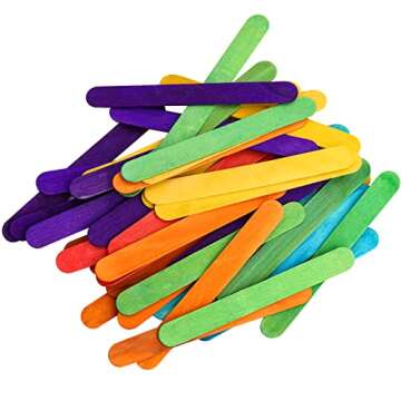 Okllen 1000 Pack Colored Craft Sticks, 6 Inch Wooden Popsicle Sticks, Ice Pop Ice Cream Sticks Jumbo Wood Sticks for Kids' Art, DIY Projects, Home Classroom Craft Supplies