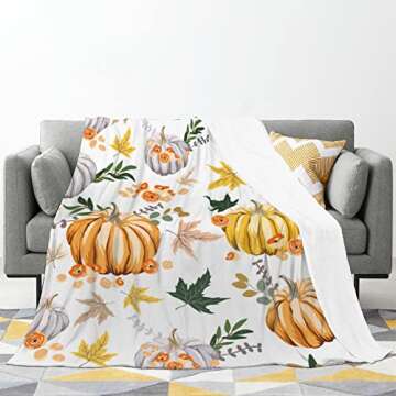 Fall Pumpkin Blanket - Cozy Fleece Throw for Autumn Relaxation