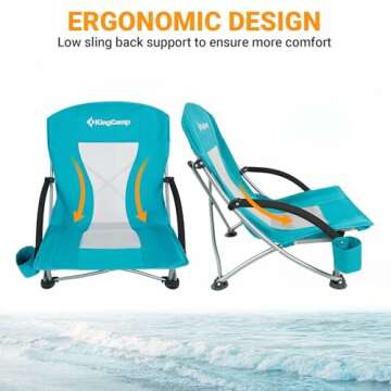 KingCamp Low Profile Beach Chair for Comfortable Outdoor Seating