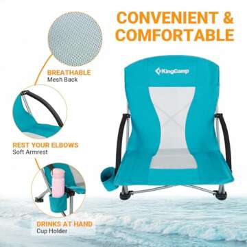 KingCamp Low Profile Beach Chair for Comfortable Outdoor Seating