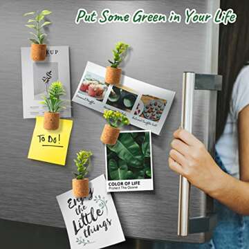 JUSTDOLIFE Plant Fridge Magnets-Mini Succulent Magnets Artificial Plants Refrigerator Magnets Potted...