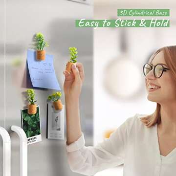 JUSTDOLIFE Plant Fridge Magnets-Mini Succulent Magnets Artificial Plants Refrigerator Magnets Potted Succulent Plants Magnet Stickers Cute for Magnet Boards Fridge Home Office Decor