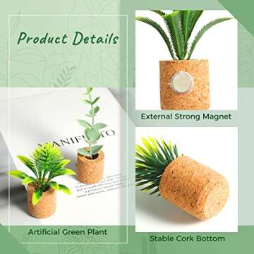 JUSTDOLIFE Plant Fridge Magnets-Mini Succulent Magnets Artificial Plants Refrigerator Magnets Potted Succulent Plants Magnet Stickers Cute for Magnet Boards Fridge Home Office Decor