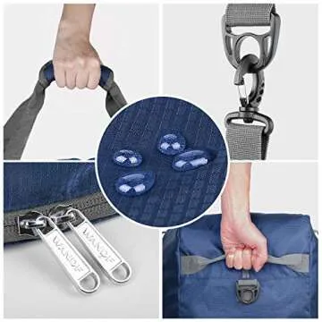 Foldable Duffle Bag 85L, Super Lightweight Travel Duffel for Luggage Sports Gym Water Resistant Nylon by WANDF, Navy Blue, 85L