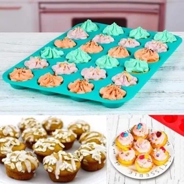 Jewoster Silicone Mini Muffin Pan Set - 24 Cups Nonstick