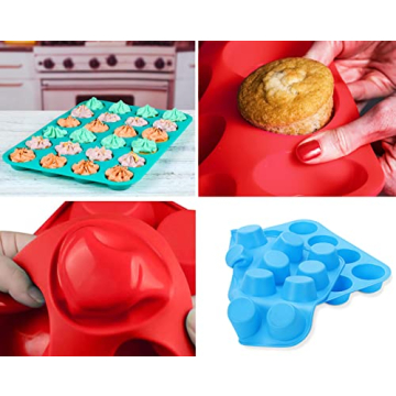 Jewoster Silicone Mini Muffin Pan Set - 24 Cups Nonstick