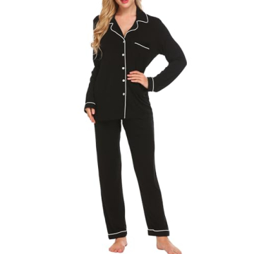 Ekouaer Pajamas Women's Long Sleeve Sleepwear Soft Button Down Loungewear Pjs Lounge Set Nightwear, ...