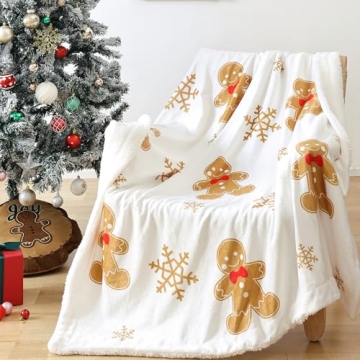 FROZZUR Throw Blanket - Festive Gingerbread & Snowflakes Cozy Blanket