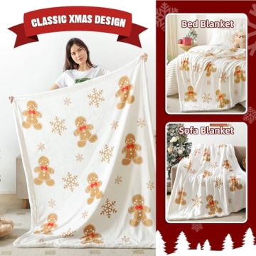 FROZZUR Christmas Blanket with Gingerbread Design 50x60