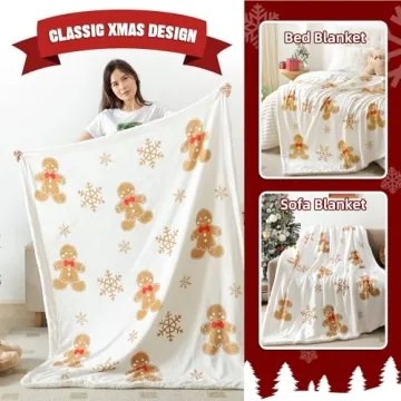 FROZZUR Christmas Blanket with Gingerbread Design 50x60
