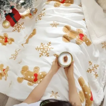 FROZZUR Christmas Blanket with Gingerbread Design 50x60