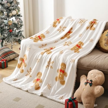 FROZZUR Christmas Blanket with Gingerbread Design 50x60