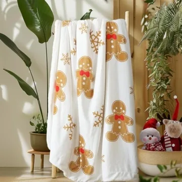 FROZZUR Christmas Blanket with Gingerbread Design 50x60