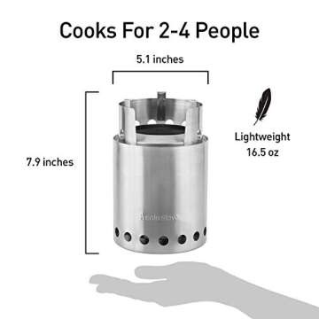 Solo Stove Titan Camping Stove Portable Stove for Backpacking and Outdoor Cooking Great Stainless Steel Camping Backpacking Stove Compact Wood Stove Design-No Batteries or Liquid Fuel Canisters Needed