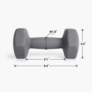 LIONSCOOL Neoprene Coated Dumbbell Weights (Grey 15lb Pair)