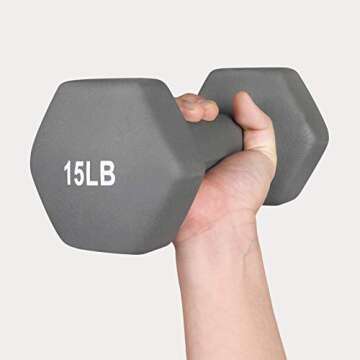 LIONSCOOL Neoprene Coated Dumbbell Weights (Grey 15lb Pair)