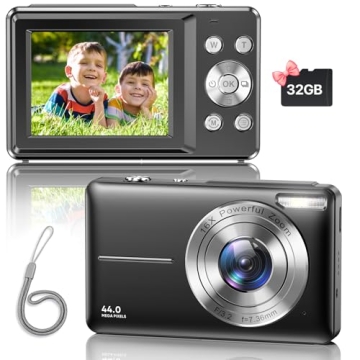 FHD 1080P Digital Camera with 32GB SD Card and Strap