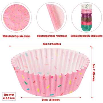600 Pieces Candyland Party Cupcake Liners Colorful Paper Baking Cups Cupcake Wrappers Wraps Muffin C...