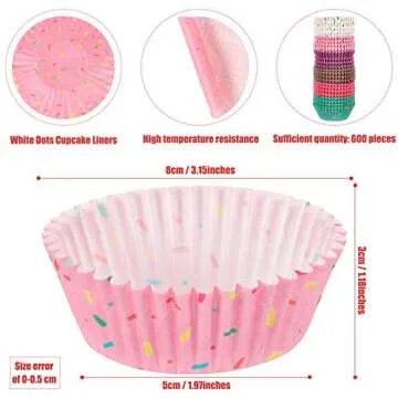 600 Pieces Candyland Party Cupcake Liners Colorful Paper Baking Cups Cupcake Wrappers Wraps Muffin C...