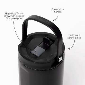 Corkcicle Go Cup XL Insulated Tumbler with Lid and Straw, Matte Black, 30 oz – Reusable Water Bottle Keeps Beverages Cold for 12hrs – Cupholder Friendly Tumbler, Leak-Proof Design