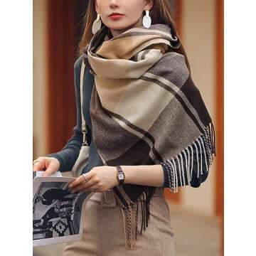 Wander Agio Women's Fashion Scarves Long Cashmere Like Shawl With Tassels
