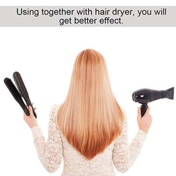 Hair Straightening Comb, Boar Bristle Clamp Hair Brush Double Sided Brush Clamp Straightener No Electric Hair Detangler Brush Hair Styling Tool