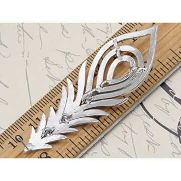 Alilang Aurora Borealis Pave Crystal Rhinestone Peacock Feather Dangle Drop Silvery Tone Earrings