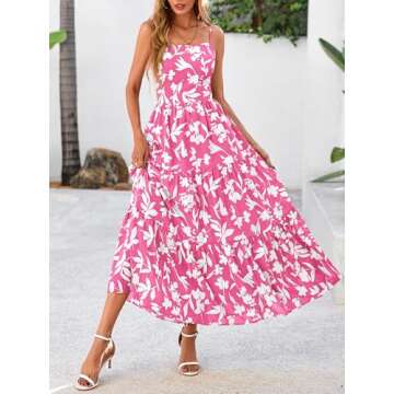 NOLLSOM Women's Casual Floral Boho Maxi Dress - 2025 Spaghetti Strap