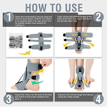 ANSUSIC Plantar Fasciitis Night Splint-Upgrade 3 Adjustable Planters Facetious Relief Brace,Plantar Fasciitis Relief Women Men Straps,Support Relief Foot Drop Achilles Tendonitis Day Night(Black-1PC)