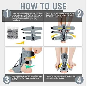 ANSUSIC Plantar Fasciitis Night Splint-Upgrade 3 Adjustable Planters Facetious Relief Brace,Plantar Fasciitis Relief Women Men Straps,Support Relief Foot Drop Achilles Tendonitis Day Night(Black-1PC)