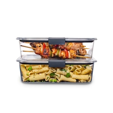 Rubbermaid Brilliance BPA-Free Food Storage Containers with Lids, Airtight Clear Set of 2 (9.6 Cup),...