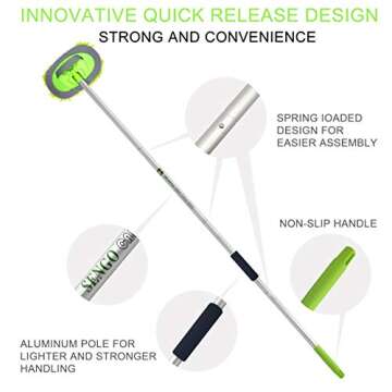 Sengo Universal Screw Fitting Chenille Microfiber Car Wash Mop Mitt with 62" Aluminum Alloy Long & Strong Handle and 2 Chenille mop, Paint Scratch Free Cleaning for Washing Car,Truck, RV