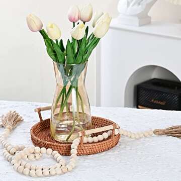 Glass Vases for Flowers, 8 Inch Tall Ins Modern Irised Crystal Clear Glass Vases for Centerpieces Home Desk Decoration, Decorative Glass Table Vase for Birthday Wedding Housewarming Gift,Amber