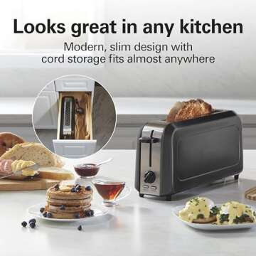 Hamilton Beach Extra Long Slot 2 Slice Toaster with Browning Control, Bagel Function, Cancel Button ...