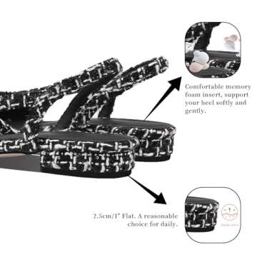 Adrizzlein Women's Stylish Slingback Flat Pumps for Comfort