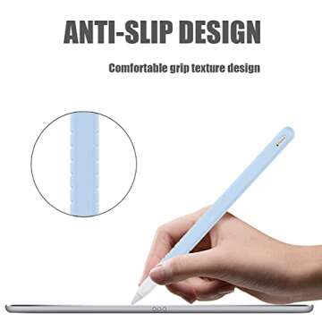 YINVA Sleeve Cover Compatible with Apple Pencil Pro/ 2nd Generation, Grip Skin Case Accessories Compatible with iPad Pencil 2 Gen with Nib Cap (Blue)