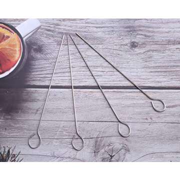 Ruwado 15 Pcs 6 Inch Turkey Lacers for Trussing Turkey Stainless Steel Silver Meat Roasting Trussing...