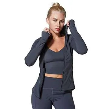 Sunzel Women's Slim Fit Lightweight Jackets Full Zip Sports Running Jacket With Thumb Holes For Workout Yoga Athletic