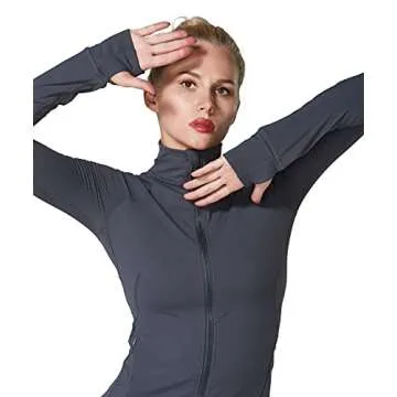 Sunzel Women's Slim Fit Lightweight Jackets Full Zip Sports Running Jacket With Thumb Holes For Workout Yoga Athletic