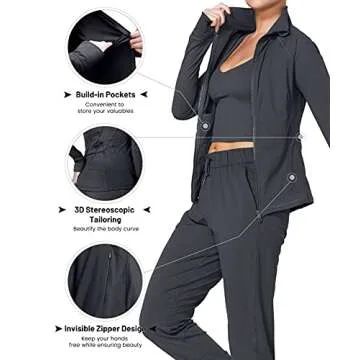 Sunzel Women's Slim Fit Lightweight Jackets Full Zip Sports Running Jacket With Thumb Holes For Workout Yoga Athletic