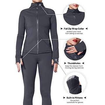 Sunzel Women's Slim Fit Lightweight Jackets Full Zip Sports Running Jacket With Thumb Holes For Workout Yoga Athletic