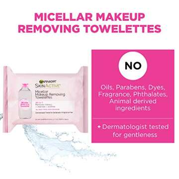 Garnier SkinActive Micellar Facial Cleanser & Makeup Remover Wipes, Gentle for All Skin Types (25 Wipes), 1 Count (Packaging May Vary)