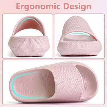 KOUECI Kids Cloud Slides Girls Shower Slippers Slip on Slide Sandals Non-slip Summer Beach Pool Shoes(Pink,12 Little Kids)