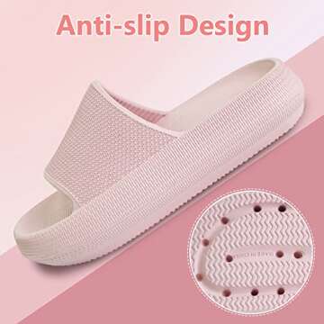 KOUECI Kids Cloud Slides Girls Shower Slippers Slip on Slide Sandals Non-slip Summer Beach Pool Shoes(Pink,12 Little Kids)