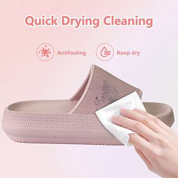 KOUECI Kids Cloud Slides Girls Shower Slippers Slip on Slide Sandals Non-slip Summer Beach Pool Shoes(Pink,12 Little Kids)