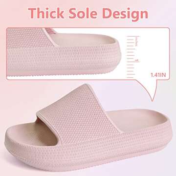 KOUECI Kids Cloud Slides Girls Shower Slippers Slip on Slide Sandals Non-slip Summer Beach Pool Shoes(Pink,12 Little Kids)