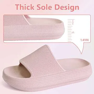 KOUECI Kids Cloud Slides Girls Shower Slippers Slip on Slide Sandals Non-slip Summer Beach Pool Shoes(Pink,12 Little Kids)