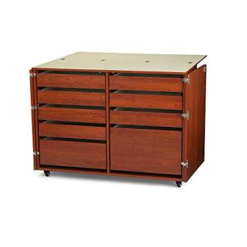 Arrow K7905 Dingo Kangaroo 9 Drawer Storage Cabinet for Sewing and Crafts, Portable with Wheels, Teak Finish